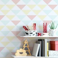 Foto do produto Papel de Parede Triângulos Rosa Azul e Amarelo