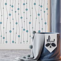 Foto do produto Papel de Parede Linhas e Bolinhas Azul