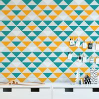 Foto do produto Papel de Parede Triângulos Azul e Amarelo