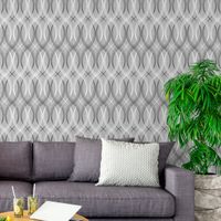 Foto do produto Papel de Parede Linhas Onduladas (Cinza)