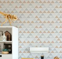 Foto do produto Papel de Parede Triângulos Cinza com Bege