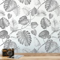 Foto do produto Papel de Parede Folhas Tropicais (Cinza)