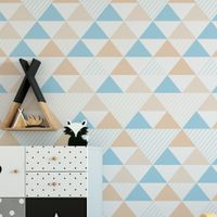 Foto do produto Papel de Parede Triângulos Azul com Bege