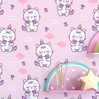 Foto do produto Papel de Parede Infantil Rosa com Unicórnios