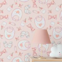 Foto do produto Papel de Parede Infantil Itens Rosas de Bebê