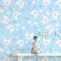 Foto do produto Papel de Parede Infantil Itens Azuis de Bebê