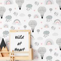 Foto do produto Papel de Parede Infantil Arco-íris Nuvens e Balões