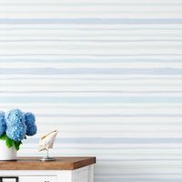 Foto do produto Papel de Parede Tons de Azul e Verde com Listras Assimétricas