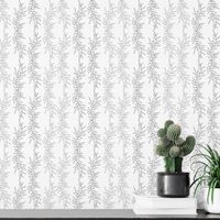 Foto do produto Papel de Parede Ramos na Vertical Cinza