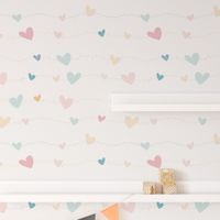 Foto do produto Papel de Parede Infantil Corações (Tons Claros)