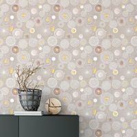Foto do produto Papel de Parede Círculos Brancos e Dourados