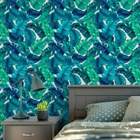 Foto do produto Papel de Parede Folhas Azul e Verde