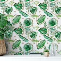 Foto do produto Papel de Parede Folhas com Hexágonos Dourados