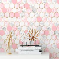 Foto do produto Papel de Parede Hexágonos em Tons de Rosa