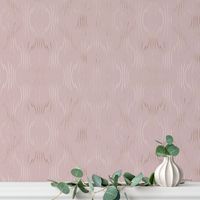 Foto do produto Papel de Parede Rose Gold com Linhas  Onduladas Douradas