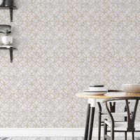Foto do produto Papel de Parede Mármore Com Círculos Dourados