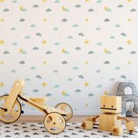 Foto do produto Papel de Parede Infantil Lua e Nuvens