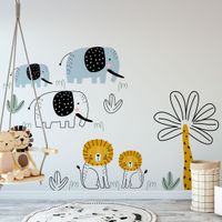 Foto do produto Adesivo de Parede Infantil Safari Elefante e Leão