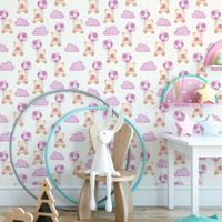 Foto do produto Papel de Parede Infantil Ursinho Com Nuvens e Balões
