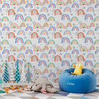 Foto do produto Papel de Parede Infantil Arco Íris Com Estrelas