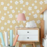 Foto do produto Papel de Parede Infantil Listras Floral Fundo Amarelo