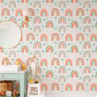 Foto do produto Papel de Parede Infantil Arco Íris Com Nuvens
