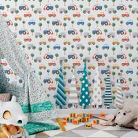 Foto do produto Papel de Parede Infantil Carrinhos Aquarela
