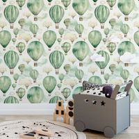 Foto do produto Papel de Parede Balões Aquarela Em Tons de Verde