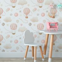 Foto do produto Papel de Parede Balões Aquarela Em Tons de Rosa Bebê