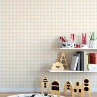 Foto do produto  Papel de Parede Infantil Xadrez Amarelo Bebê