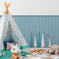 Foto do produto Papel de Parede Meia Parede Ripado Azul