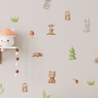 Foto do produto Kit Adesivos de Parede Infantil Animais da Floresta Aquarela