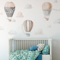 Foto do produto Adesivo de Parede Infantil Céu Mágico Balões e Nuvens Aquarela