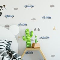 Foto do produto Kit Adesivos de Parede Infantil Carros De Corrida e Pista Aquarela