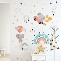 Foto do produto Adesivo de Parede Infantil Elefantinho no Céu com Arco-Íris e Estrelas