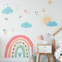Foto do produto Adesivo de Parede Infantil Arco-Íris Boho com Sol e Nuvens