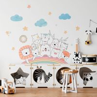 Foto do produto Adesivo de Parede Infantil Arco-Íris Encantado e Bichinhos Amigos