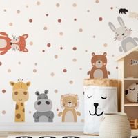 Foto do produto Kit Adesivos de Parede Infantil Safari Animais e Bolinhas Coloridas