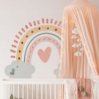 Foto do produto Adesivo de Parede Infantil Arco-Íris Boho Nuvens e Brilhos Mágicos