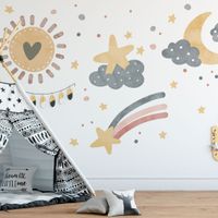 Foto do produto Adesivo de Parede Infantil Céu em Aquarela com Estrelas e Luas