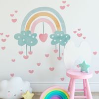 Foto do produto Adesivo de Parede Infantil Arco-Íris Encantado com Nuvens e Corações