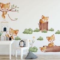 Foto do produto Adesivo de Parede Infantil Raposinha na Floresta Encantada Aquarela