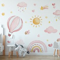 Foto do produto Adesivo de Parede Infantil Aquarela Céu Encantado Rosa
