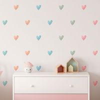 Foto do produto Kit Adesivos de Parede Corações Delicados Aquarela