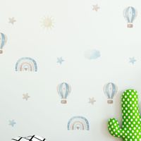 Foto do produto Kit Adesivos de Parede Aquarela Céu Azul: Balão e Estrelas