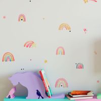 Foto do produto Kit Adesivos de Parede Arco-Íris Coloridos em Aquarela Vibrante