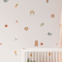 Foto do produto Kit Adesivos de Parede Aquarela Boho Animais e Arco-Íris