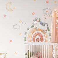 Foto do produto Adesivo de Parede Infantil Boho Encantado Arco-Íris e Unicórnio