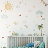 Foto do produto Adesivo de Parede Infantil Natureza Aquarela: Sol e Vulcões