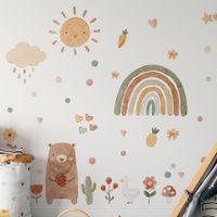 Foto do produto Adesivo de Parede Infantil Ursinho Aquarela com Sol e Flores